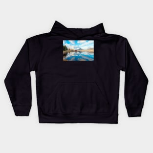 landscape on a small Norwegian island. The old fishing buildings. Norway Kids Hoodie